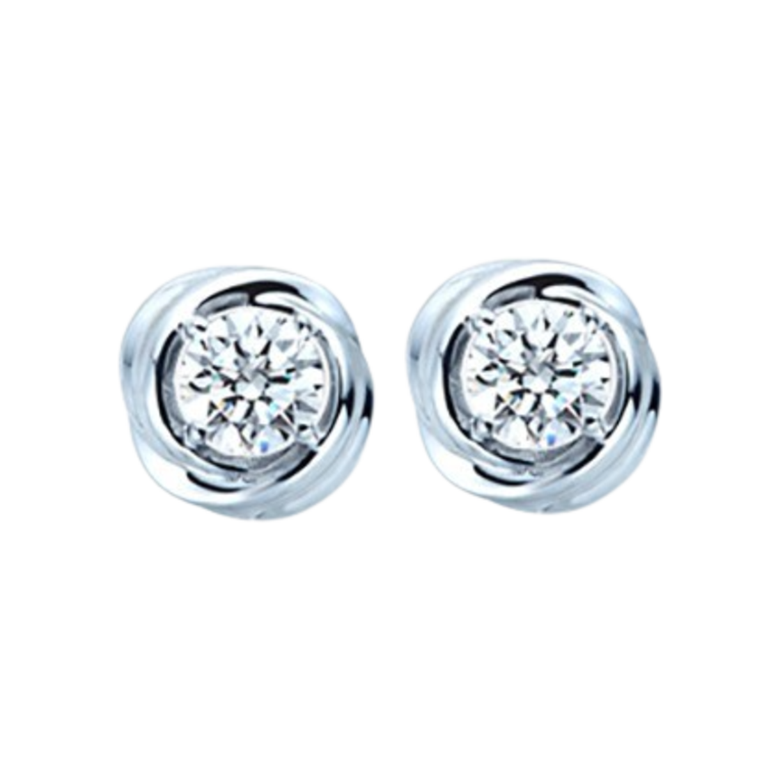 미꼬 우먼 솔리스트 0.1 캐럿 Si2 다이아몬드 이어링 화이트 골드