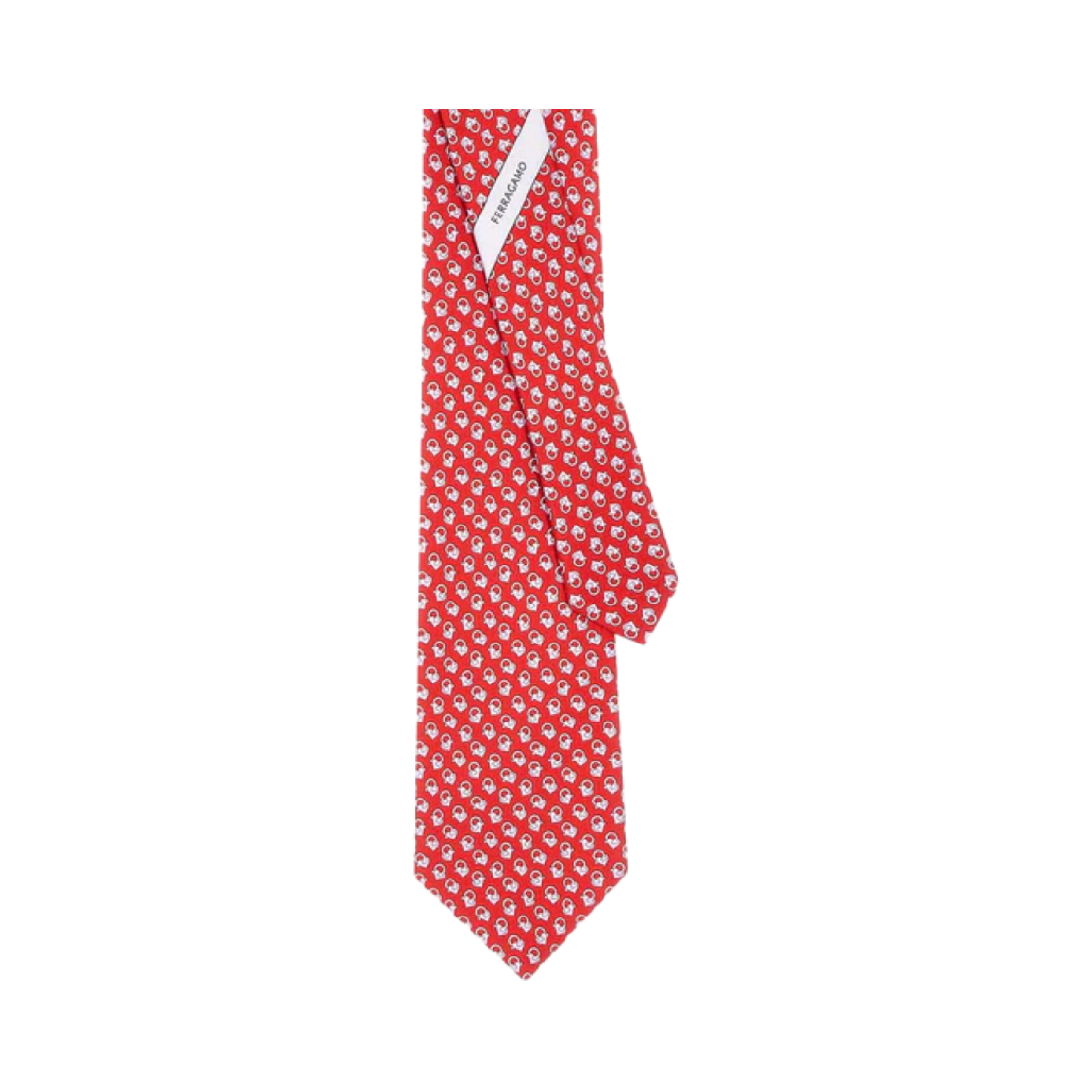 350986-774069 Ferragamo Monogram Print Silk Tie Red