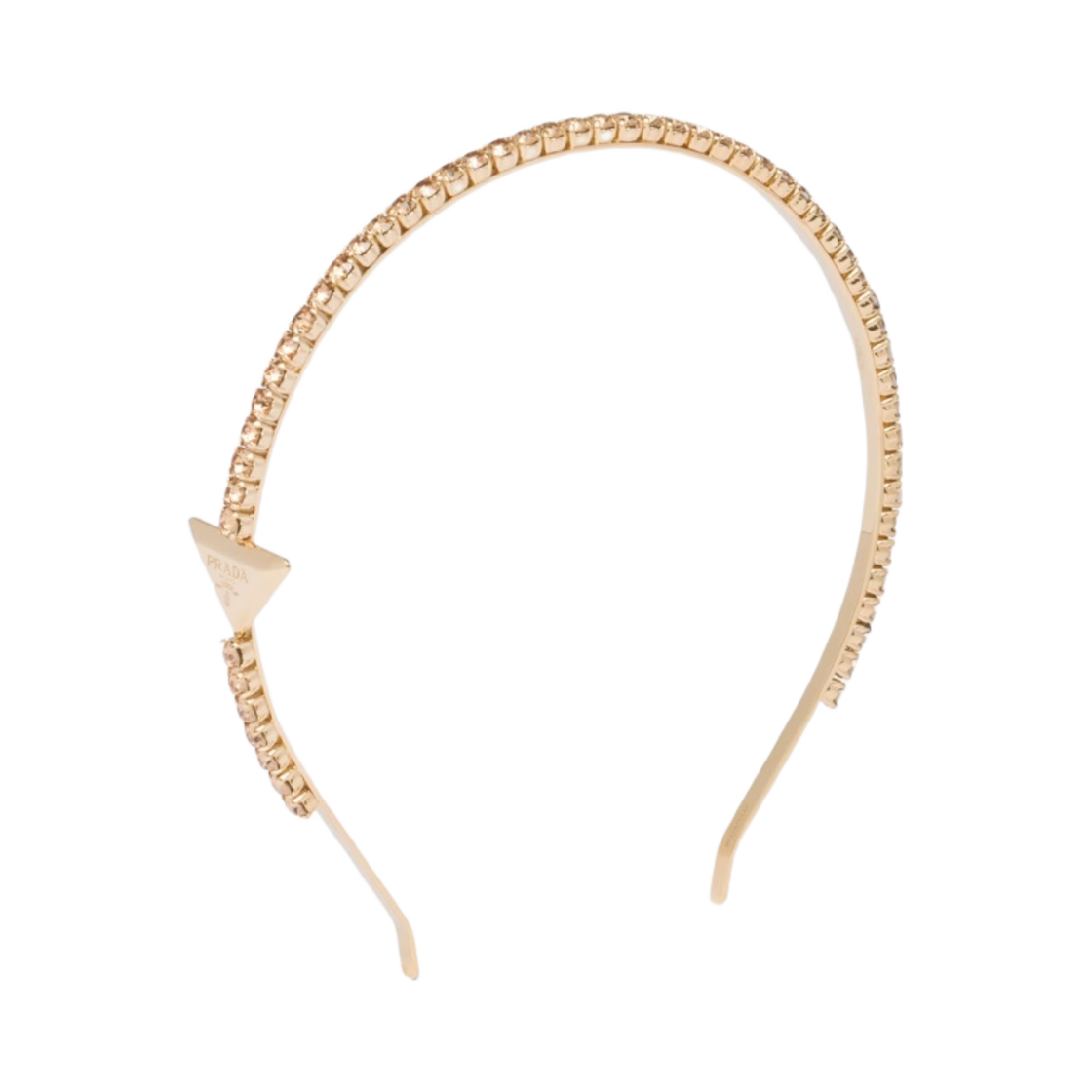 (W) 프라다 엠벨리시드 브래스 해드밴드 골드 토파즈 라이트((W) Prada Embellished Brass Headband Gold Topaz Light) - 1