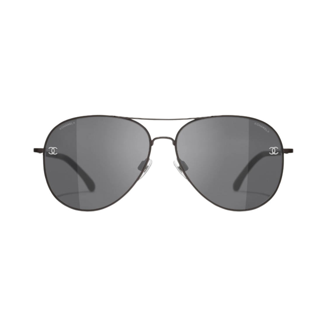 샤넬 파일럿 선글라스 티타늄 카프스킨 & 브라운 프레임 그레이 렌즈(Chanel Pilot Sunglasses Titanium Calfskin & Brown Frame Grey Lenses) - 1