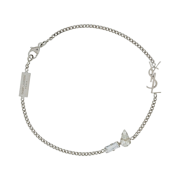 Saint Laurent Opyum Charm Bracelet in Metal and Rhinestone Oxidized Silver
