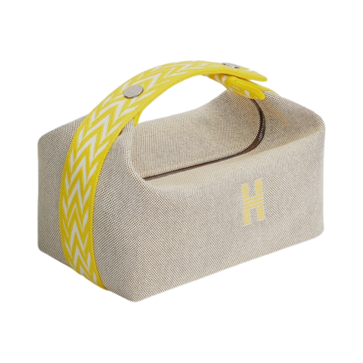 Hermes Small Bride-A-Brac Case Canvas & Jaune Citron