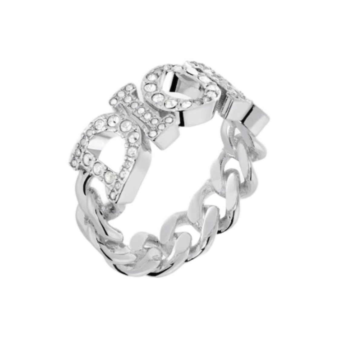 (W) 디올 디오레볼루션 링 실버 피니쉬 메탈 실버 톤 크리스탈((W) Dior Dio(r)evolution Ring Silver Finish Metal Silver Tone Crystals) - 1