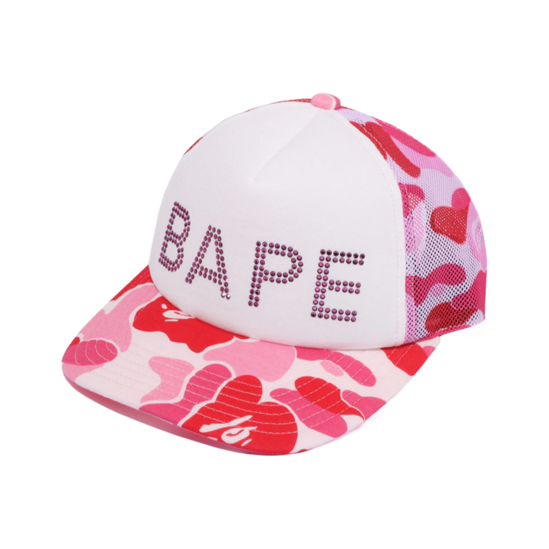 - BAPE ABC Camo Crystal Stone Mesh Cap Pink