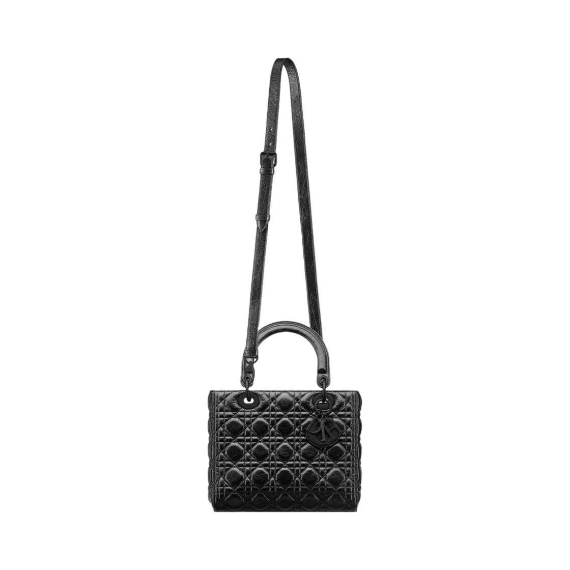 디올 미디움 레이디 백 크링클 까나쥬 카프스킨 블랙(Dior Medium Lady Bag Crinkled Cannage Calfskin Black) - 4