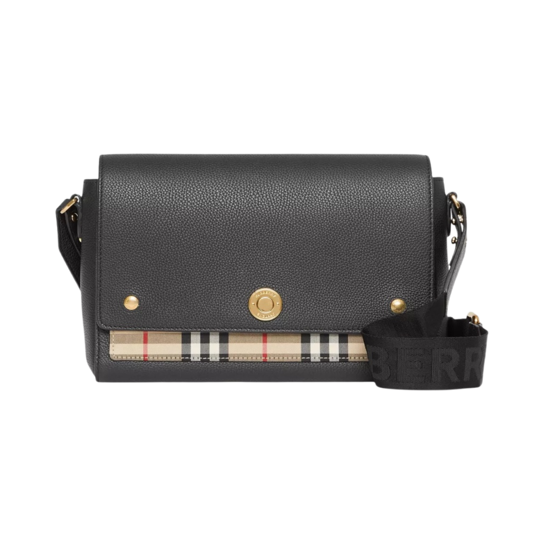 버버리 레더 빈티지 체크 노트 크로스바디백 블랙(Burberry Leather and Vintage Check Note Crossbody Bag Black)