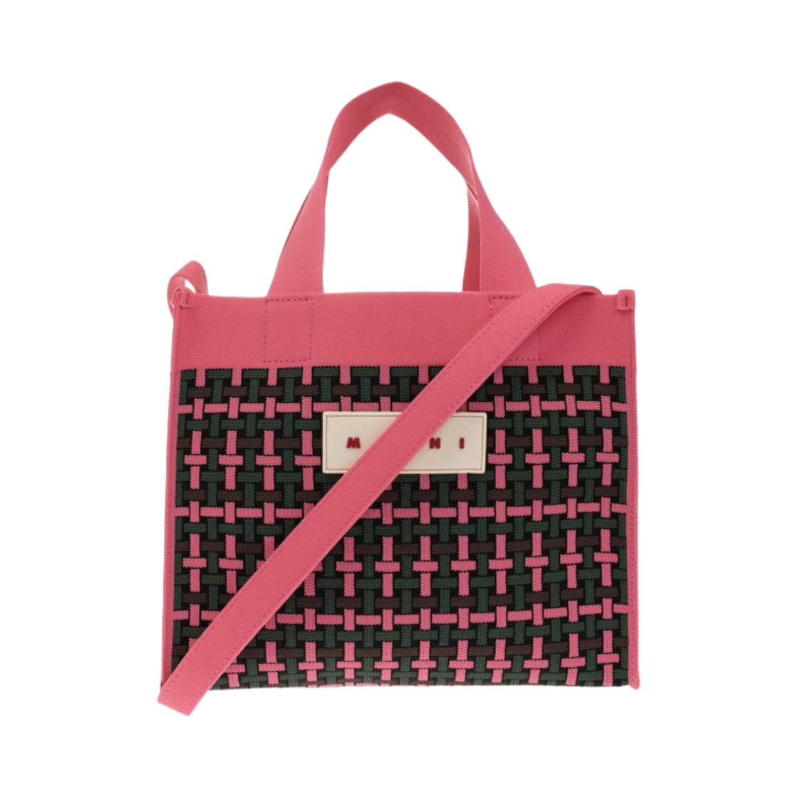 SHMP0083Q0-P5799-ZO602 Marni Jacquard Shopper Pink Black