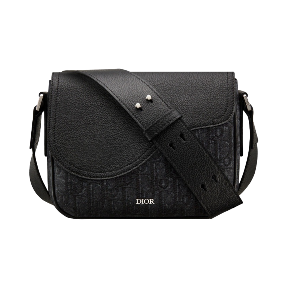 디올 미니 새들 메신저백 그레인드 카프스킨 & 블랙 디올 오블리크 자카드(Dior Mini Saddle Messenger Bag Grained Calfskin & Black Dior Oblique Jacquard) - 1