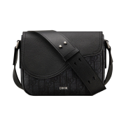 Dior Mini Saddle Messenger Bag Grained Calfskin & Black Dior Oblique Jacquard