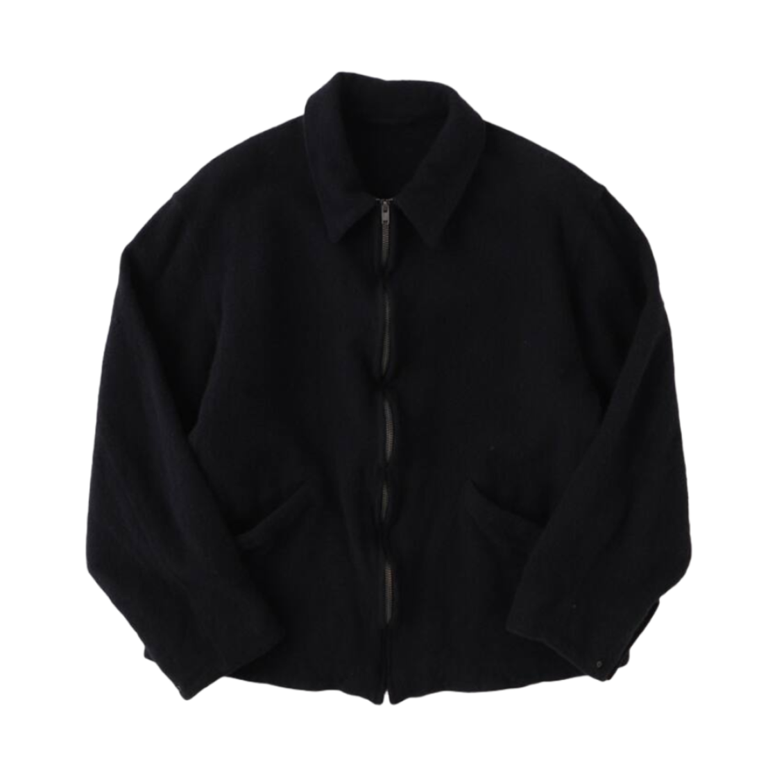 A03-01014 Comoli Felted Wool Zip Short Jacket Black - 24AW