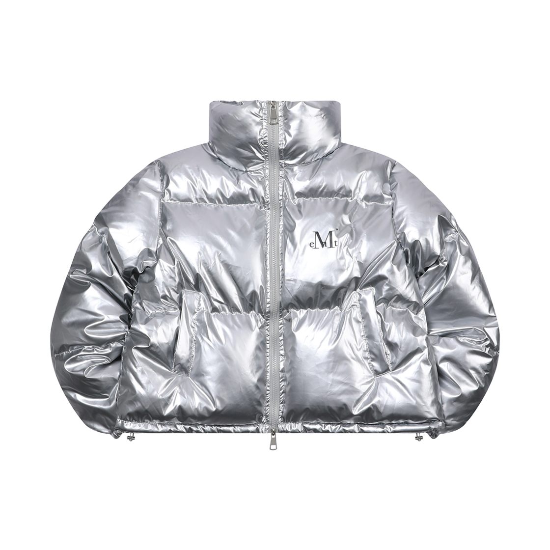 무센트 페이브 하이넥 글로시 크롭 패딩 실버(MUCENT Fave High Neck Glossy Crop Padding Silver)