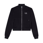 (W) Diesel Zip Up Sweatshirt with Cut-Out Logo Black