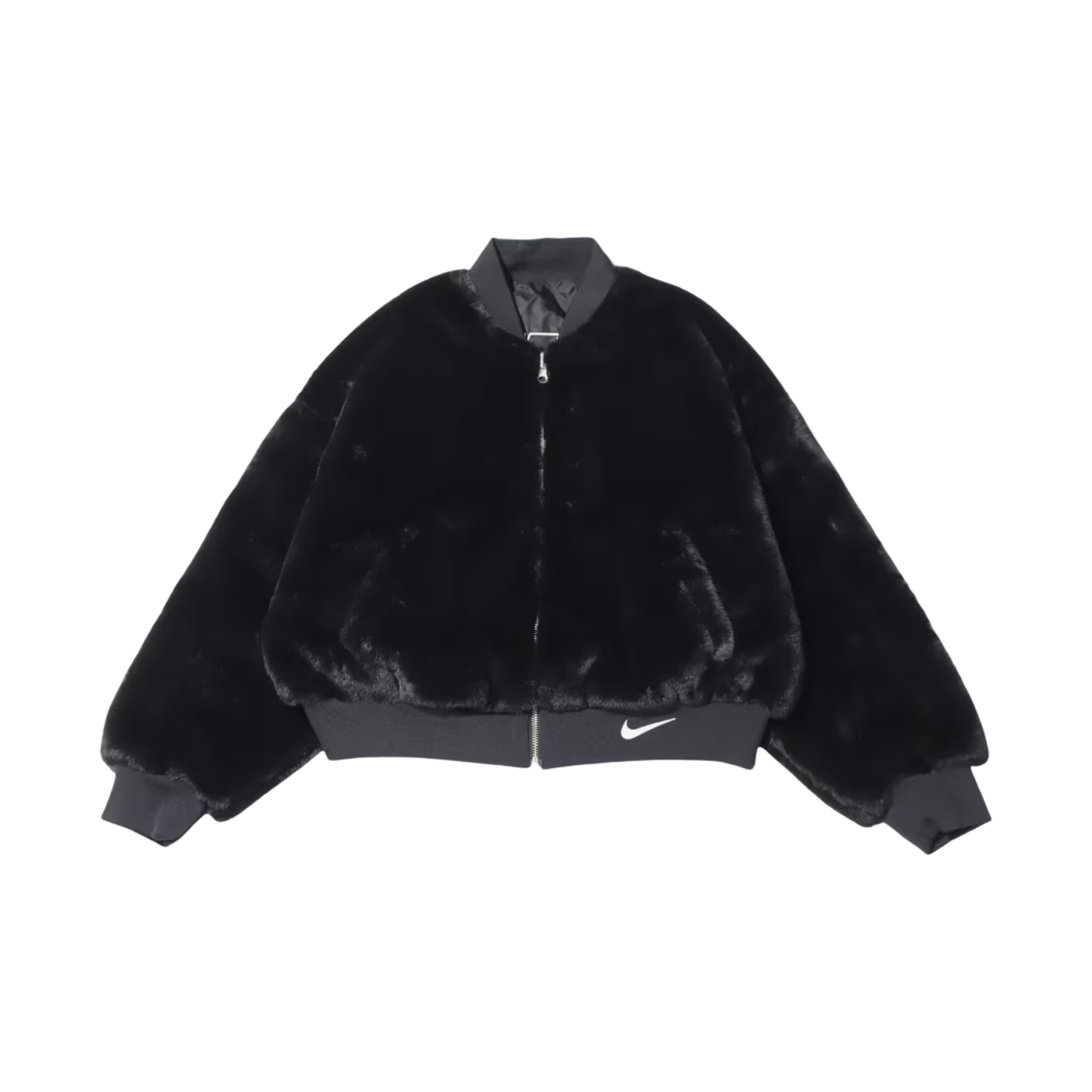 나이키 NSW 리버시블 포우 퍼 봄버 자켓 블랙 - 아시아(Nike NSW Reversible Faux Fur Bomber Jacket Black - Asia)