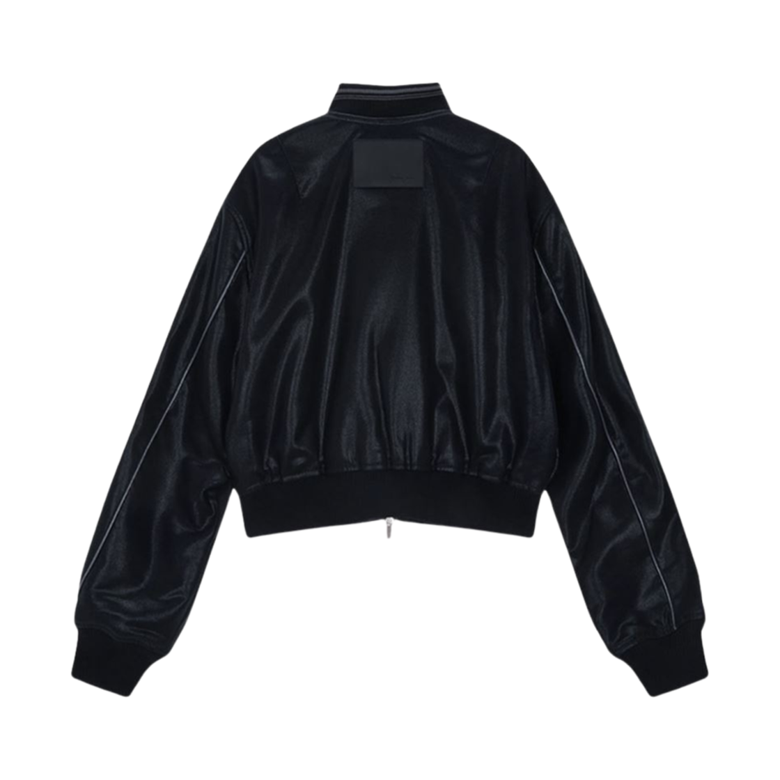 (W) 마뗑킴 레더 베이스볼 크롭 점퍼 다크 네이비((W) Matin Kim Leather Baseball Crop Jumper Dark Navy) - 2