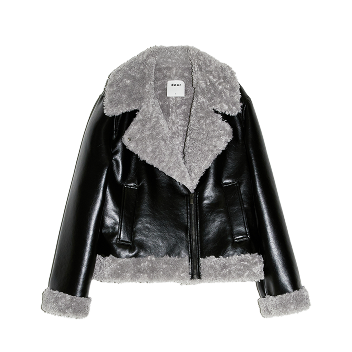 BDWTFUR001BK En Or Women Tailored Eco Shearing Jacket Black