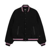 Stussy S Talk Melton Varsity Jacket Black