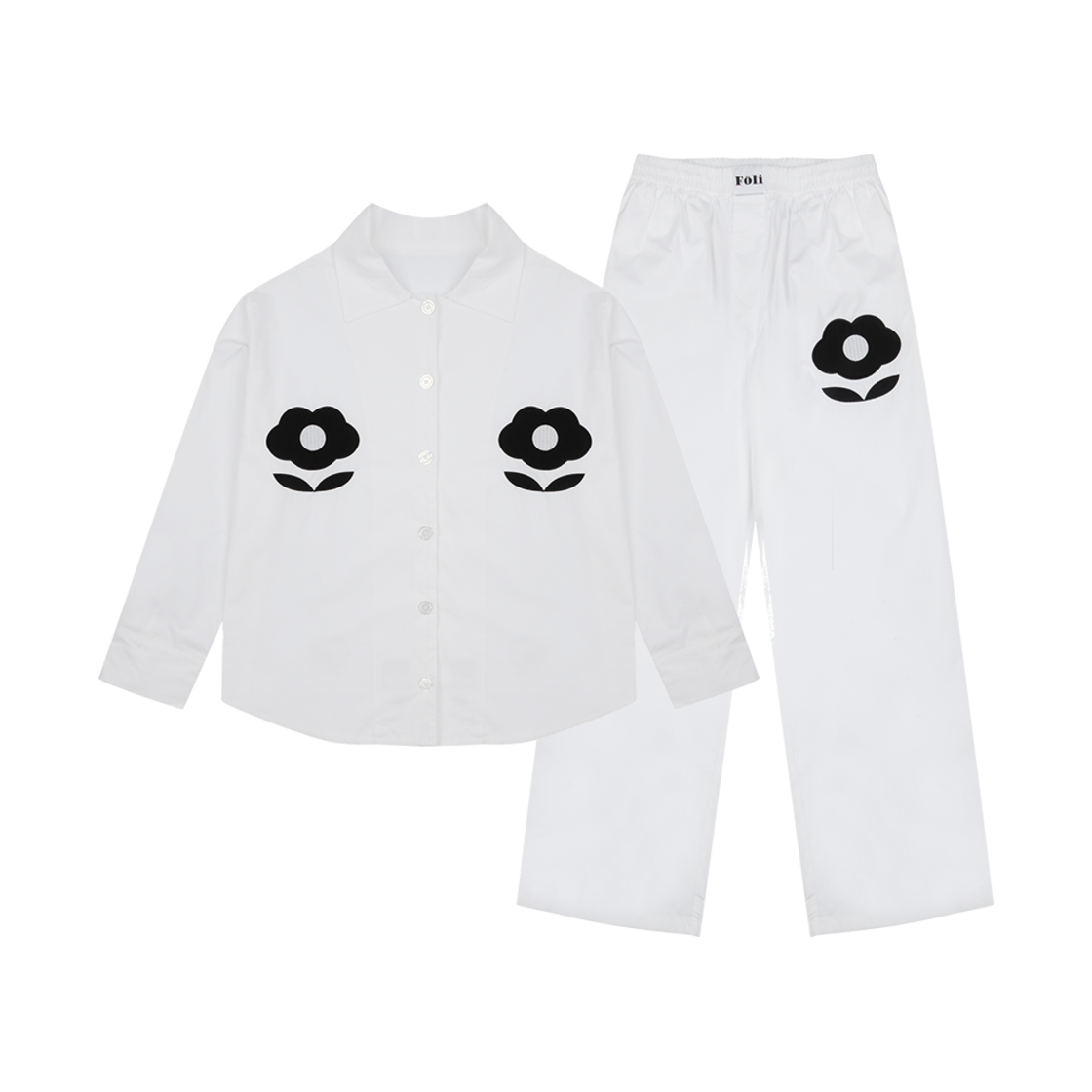 (Women) Foli Garden PJ Set (2pcs), White Foli Women Garden PJ Set 2pcs White