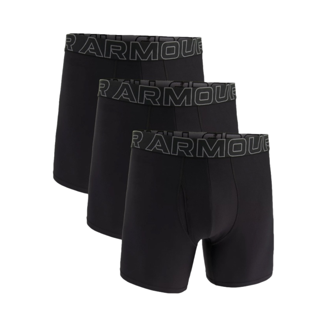 1383878-001 Under Armour Performance Tech 6 Inch Boxerjock Black Castlerock (3 Pack)