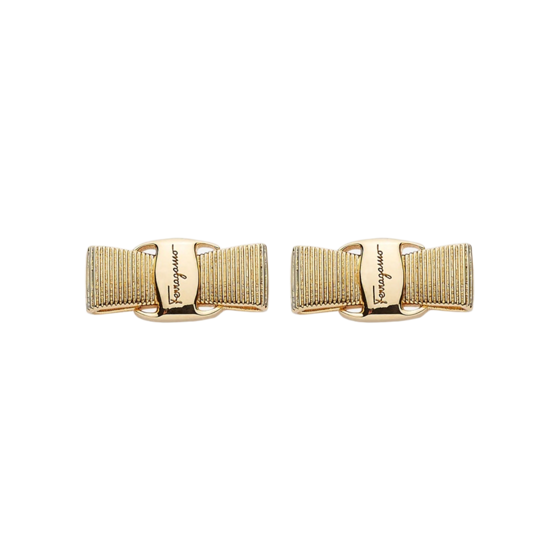 (W) 페라가모 바라 보우 이어링 브래스 & 골드((W) Ferragamo Vara Bow Earrings Brass & Gold)