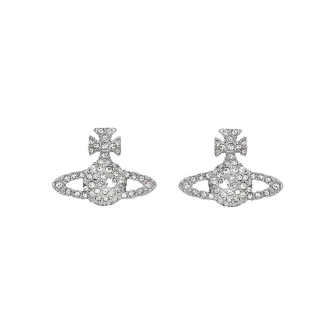 62010124-02P116 (W) Vivienne Westwood Grace Bas Relief Stud Earrings Silver