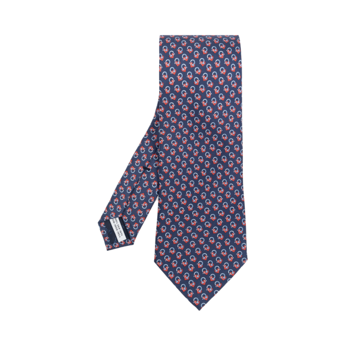 350986-774067 Ferragamo Monogram Print Silk Tie Navy Blue
