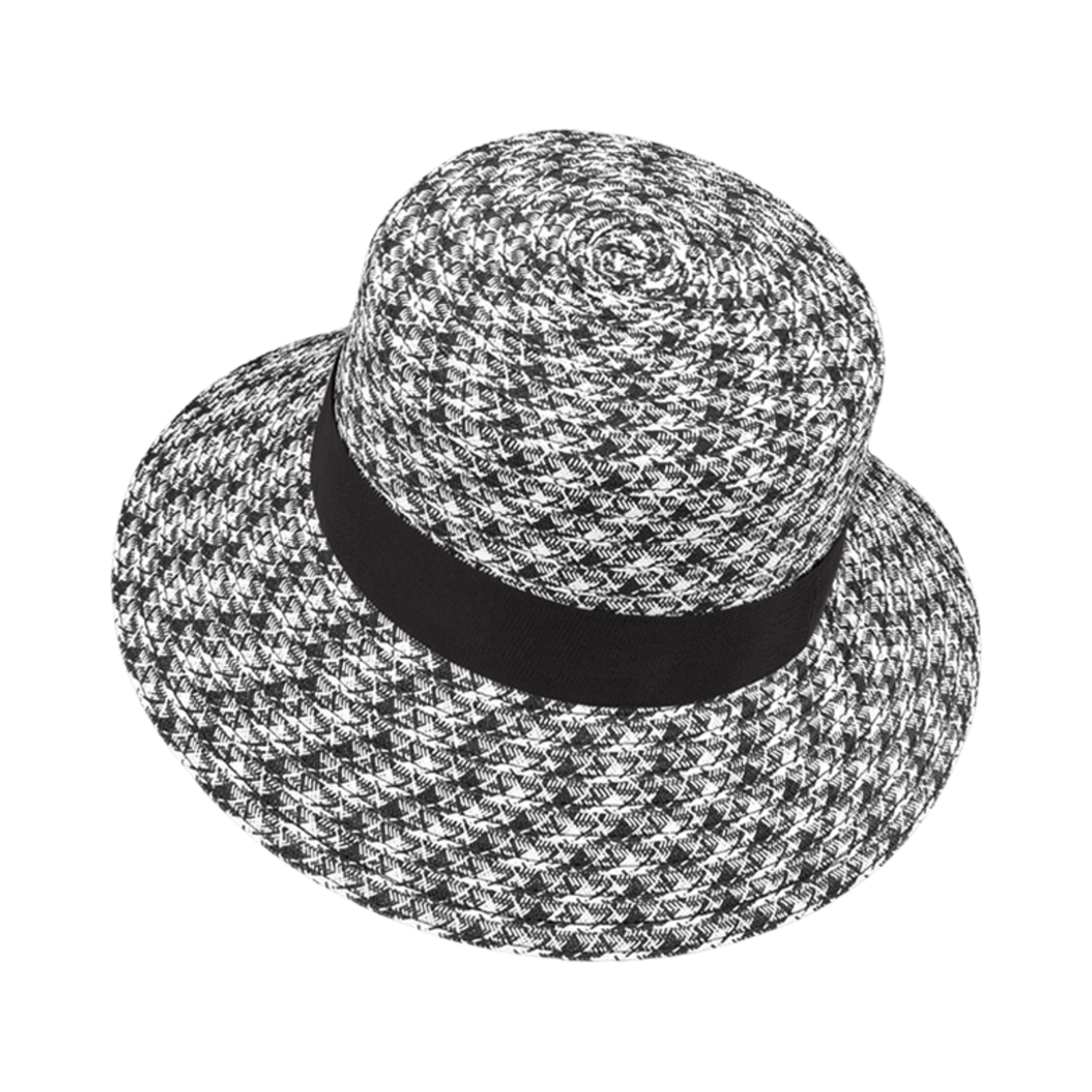 (W) 디올 D-바비 하운드스투스 라지 스몰 버킷햇 블랙 화이트 스트로우((W) Dior D-Bobby Houndstooth Large Brim Hat Black White Straw) - 3