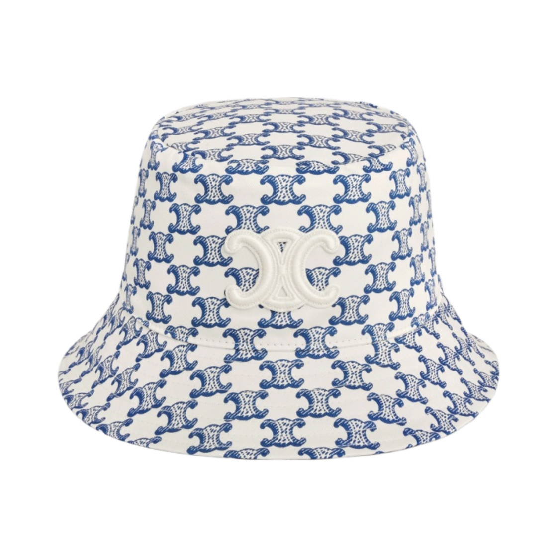 (W) 셀린느 모노그램 코튼 트리옹프 버킷햇 바닐라 네이비((W) Celine Triomphe Bucket Hat in Monogram Cotton Vanilla Navy) - 1