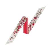 (W) Dior D-Floral Mitzah Scarf Ivory Red Silk Twill