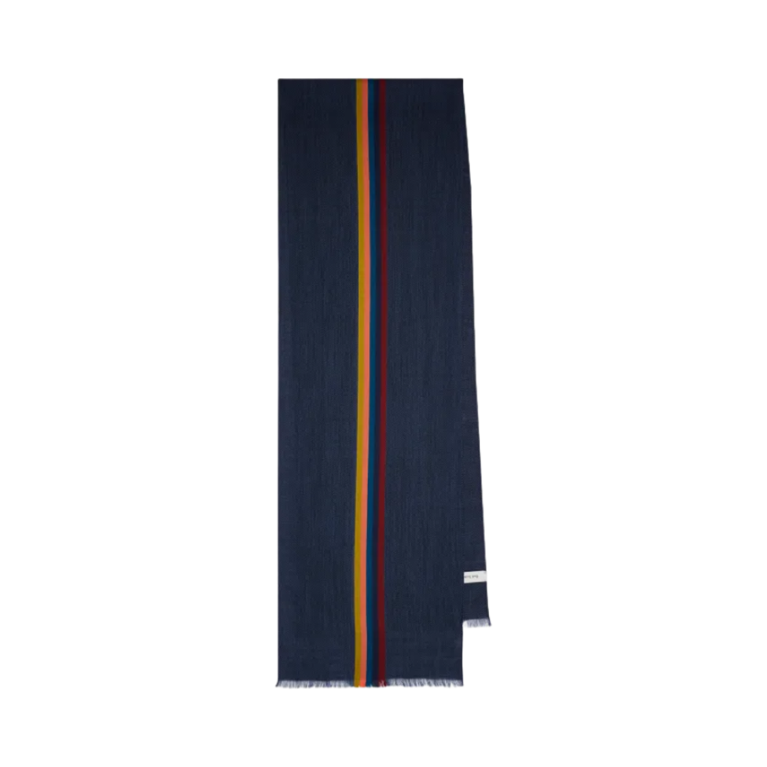 M1A-454D-AS22-47A Paul Smith Artist Stripe Band Herringbone Wool Blend Scarf Dark Navy