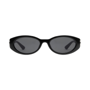 (W) Gucci Oval Frame Sunglasses Shiny Black Injection Frames