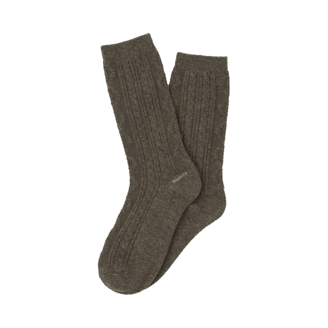 블랭크공삼 울 케이블 코지 삭스 멜란지 브라운(Blank03 Wool Cable Cozy Socks Melange Brown)