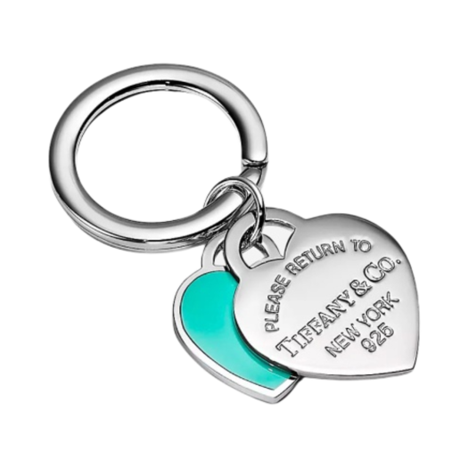 Tiffany & Co. Return to Tiffany Double Heart Tag Key Ring Silver Tiffany Blue
