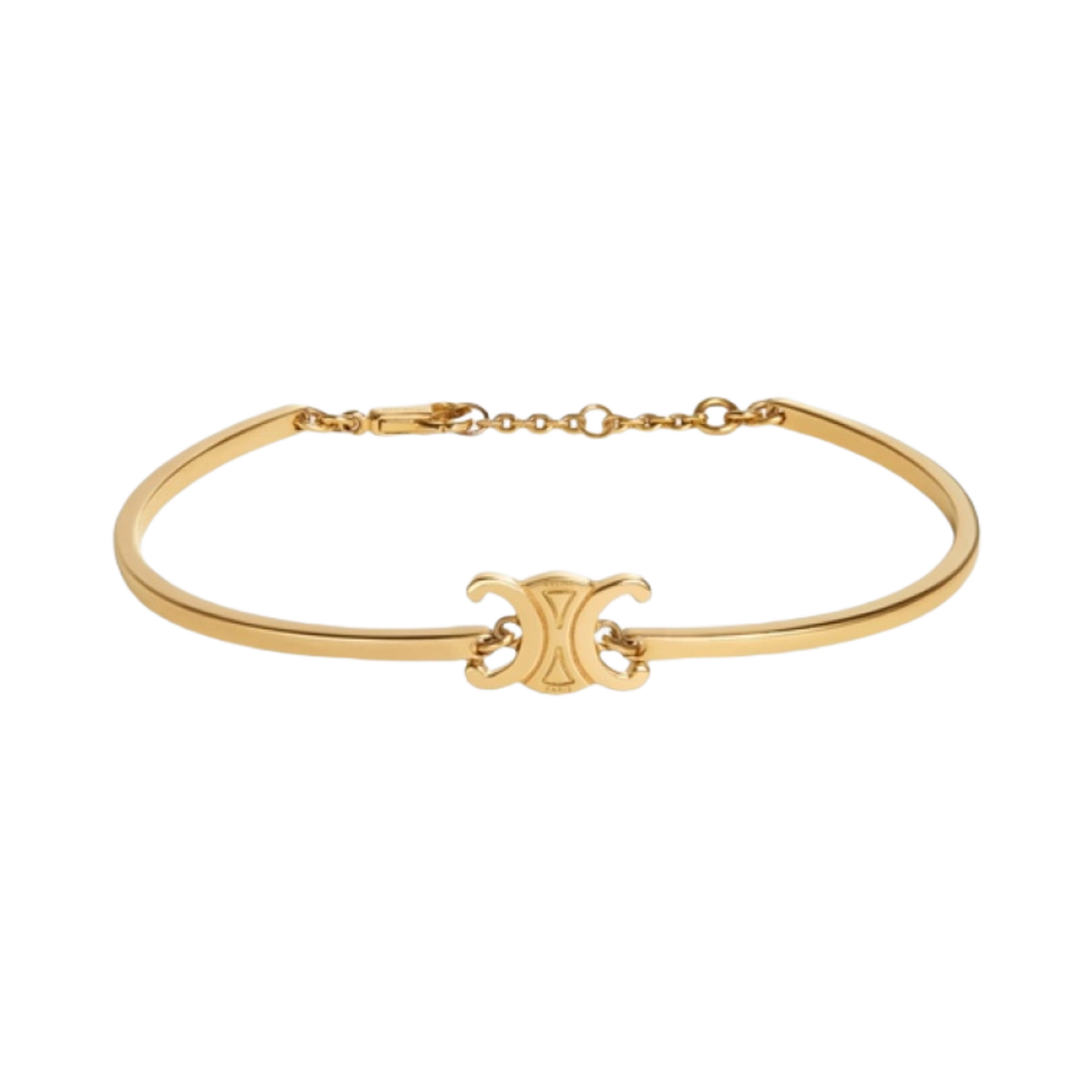 (W) 셀린느 트리옹프 아티큘레이티드 브레이슬릿 브래스 골드 피니쉬 골드((W) Celine Triomphe Articulated Bracelet in Brass with Gold Finish Gold)