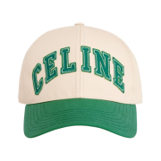 Celine College Baseball Cap in Cotton Cream Green