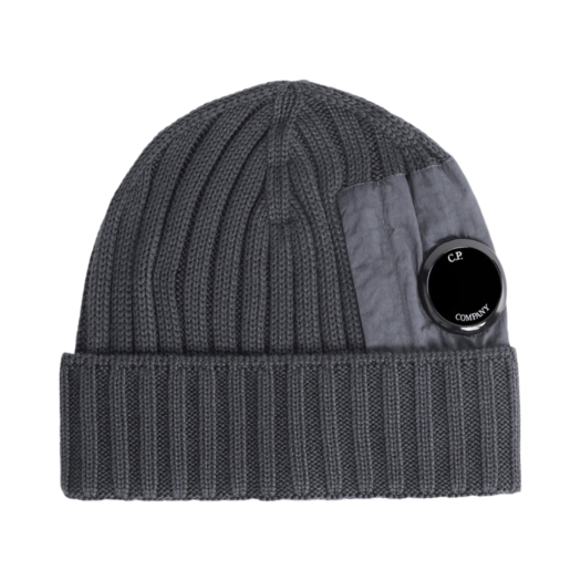 C.P. Company Extra Fine Merino Wool Lens Beanie Forged Iron Grey - 23FW