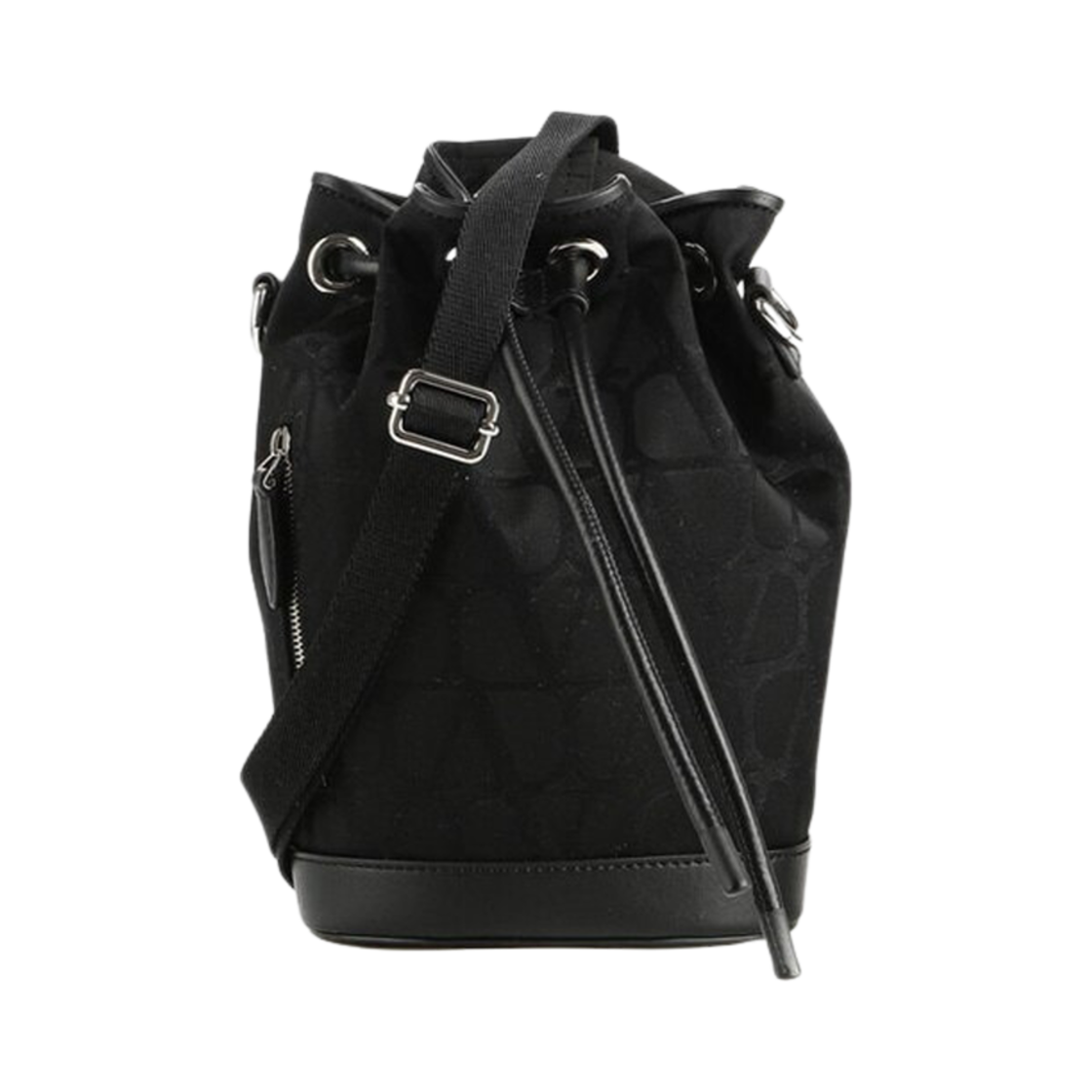 P0U54CSH0NO Valentino Toile Iconographe Crossbody Bag in Technical Fabric with Leather Details Black