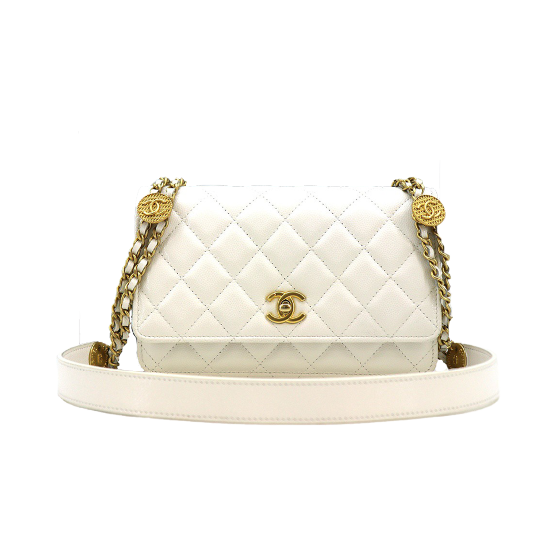 ITP7C23QP7EL Chanel Wallet on Chain Caviar Gold Hardware White Mini