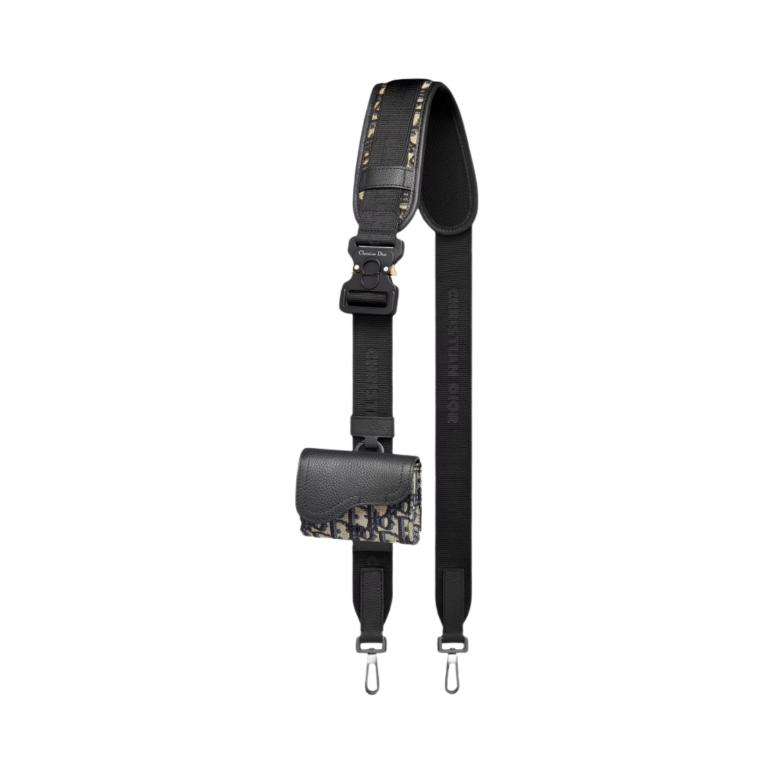 디올 어드저스터블 새들 숄더 스트랩 파우치 베이지 블랙 디올 오블리크 자카드(Dior Adjustable Saddle Shoulder Strap Pouch Beige Black Dior Oblique Jacquard) - 1