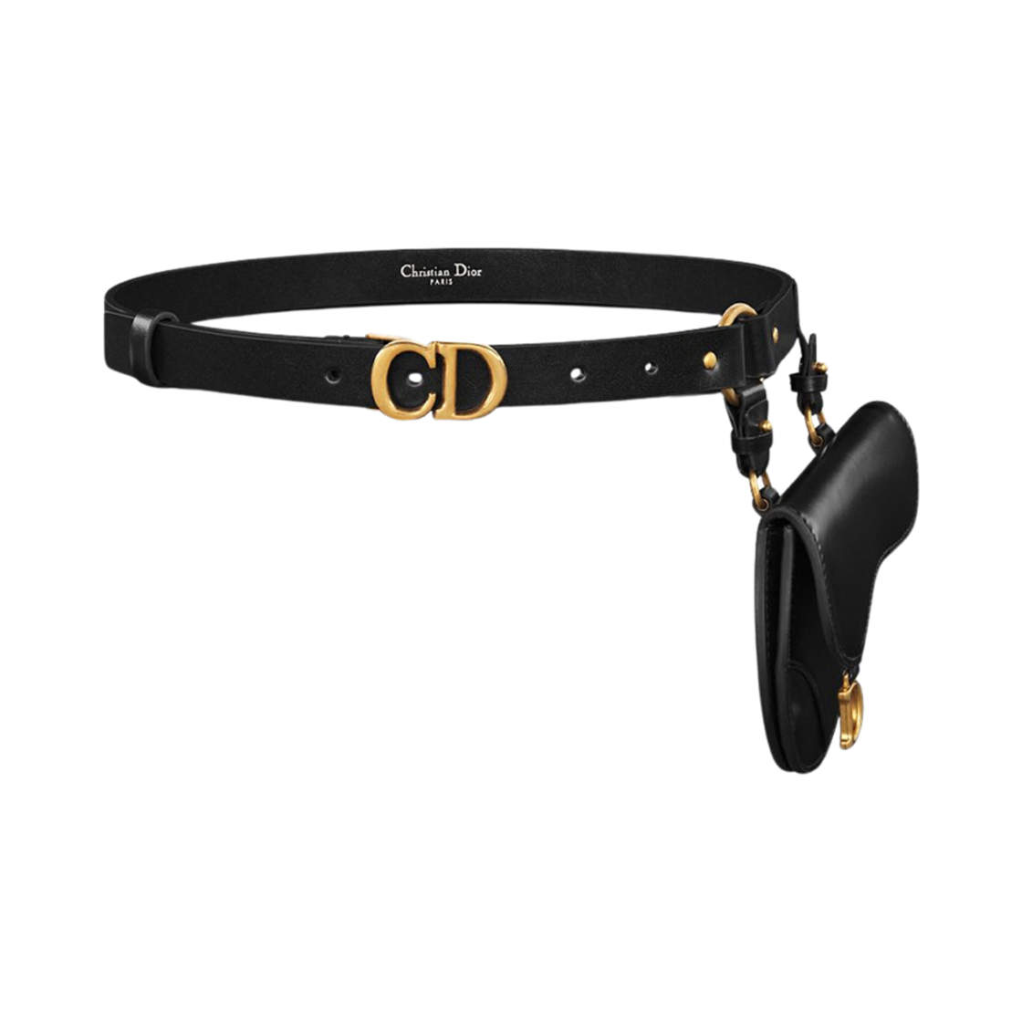 B0481CBJM-M900 Dior Saddle Removable Pouch Belt Black Ultra Goatskin