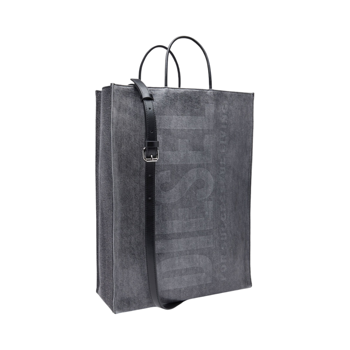 디젤 DSL 라지 쇼퍼백 인 코티드 마블 데님 블랙(Diesel DSL Large Shopper Bag in Coated Marbled Denim Black) - 2