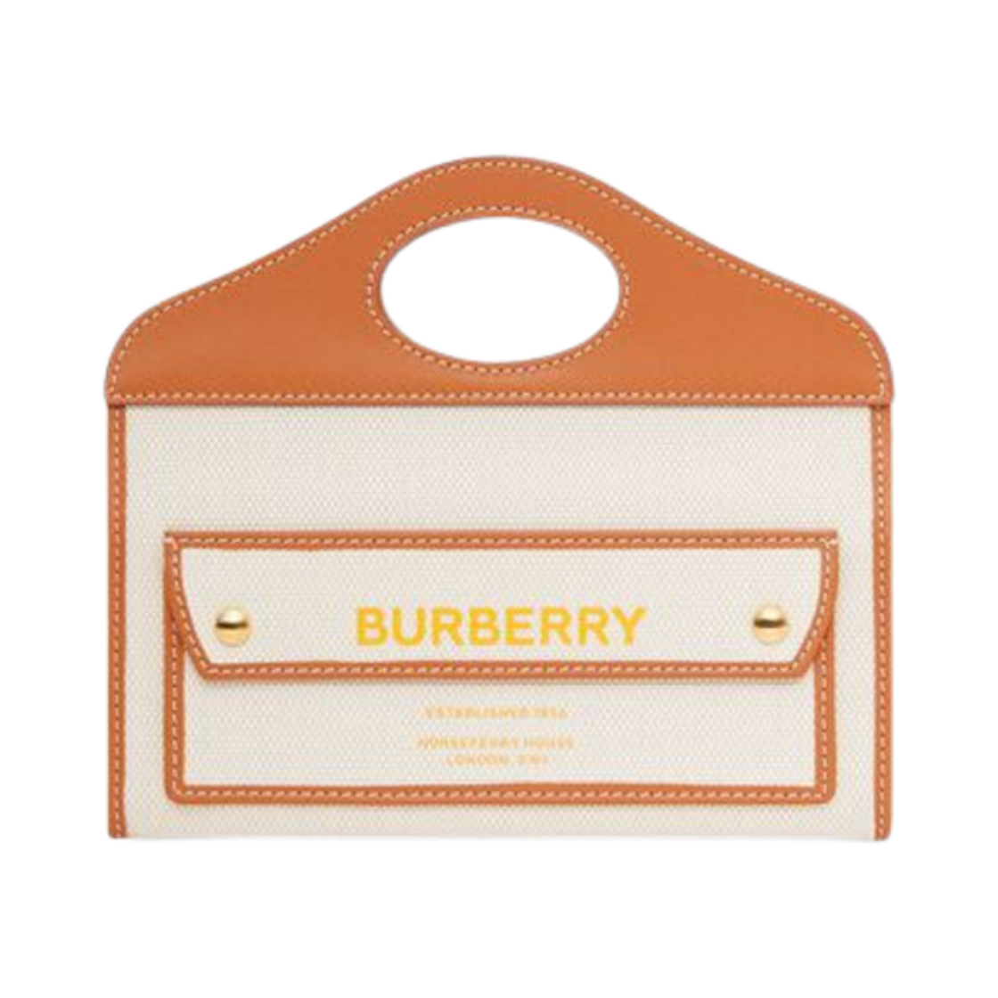 8036740 Burberry Small Two-Tone Pocket Tote Bag Natural Malt Brown