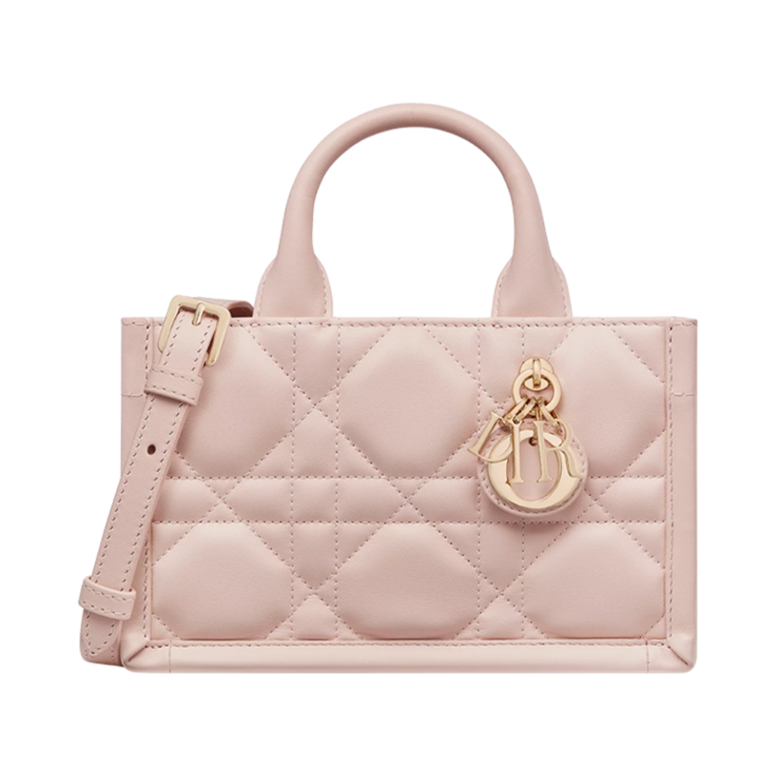 디올 스트랩 매크로까나쥬 카프스킨 미니 북 토트 파우더 핑크(Dior Mini Book Tote with Strap Macrocannage Calfskin Powder Pink)