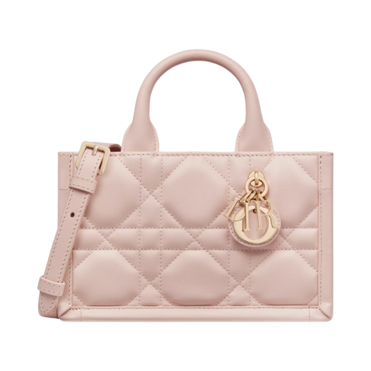 Dior Mini Book Tote with Strap Macrocannage Calfskin Powder Pink