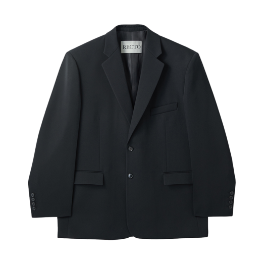 RM25SWJK006BK Recto Oversize Single Breasted Wool Jacket Black