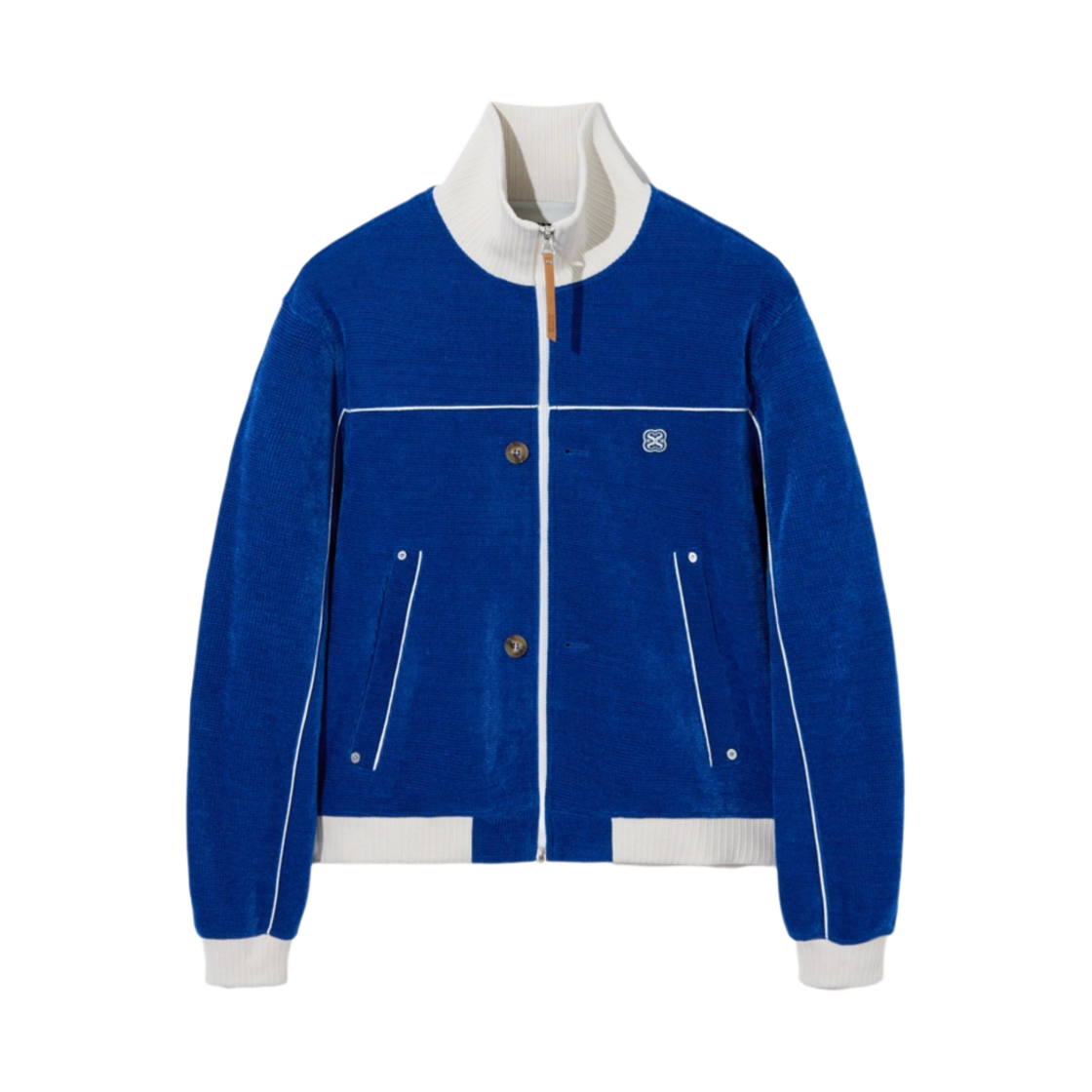 - Satur Hazen Velour Short Track Jacket Resort Blue