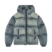 Diesel Puffer Jacket in Treated Denim Blue