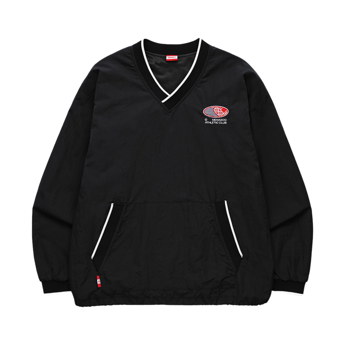AJK-VNY-BK Menasoo Hearttrack Vneck Nylon Anorak Jacket Black
