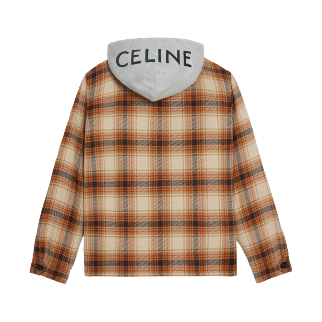 셀린느 후드 오버셔츠 체크 울 브라운(Celine Hooded Overshirt in Checked Wool Brown) - 2