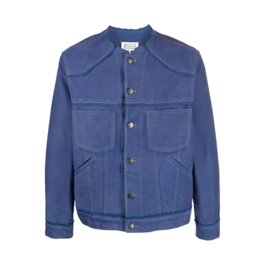 Maison Margiela Worker Moleskin Distressed Jacket Cobalt Blue