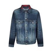 Balenciaga Neck Logo Denim Jacket Blue